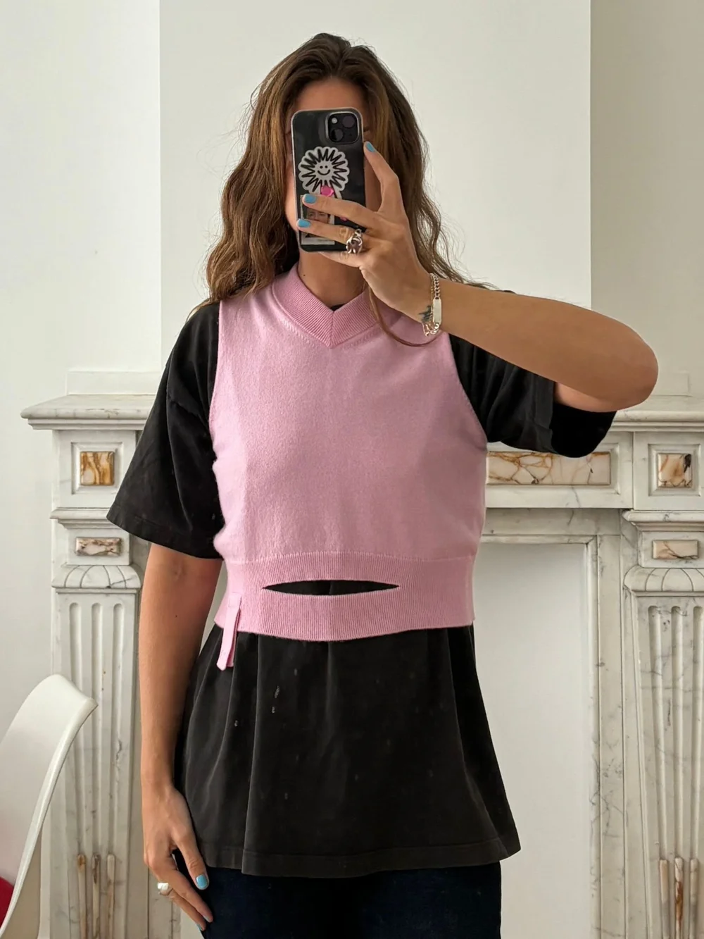 Meryll Rogge V-Neck Sleeveless Cashmere Pullover FW2023 | Pink